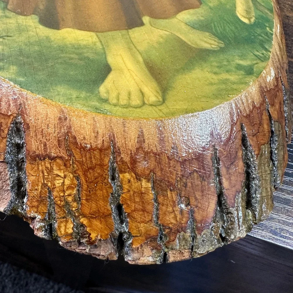 Vintage 1960's Jesus the Good Shepherd on Wood Bark 17